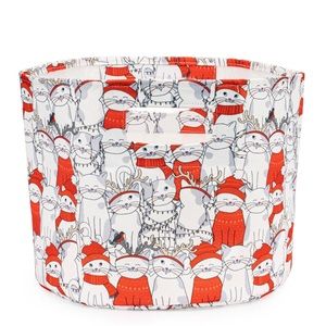 Cat pattern canvas storage bin collapsible